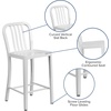 image:imageFlash Furniture Commercial Grade 24 High White Metal IndoorOutdoor Counter Height Stool with Vertical Slat BackWhite