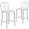 image:imageFlash Furniture Commercial Grade 24 High White Metal IndoorOutdoor Counter Height Stool with Vertical Slat BackWhite