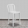 image:imageFlash Furniture Commercial Grade 24 High White Metal IndoorOutdoor Counter Height Stool with Vertical Slat BackWhite