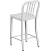 image:imageFlash Furniture Commercial Grade 24 High White Metal IndoorOutdoor Counter Height Stool with Vertical Slat BackWhite
