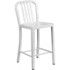 image:imageFlash Furniture Commercial Grade 24 High White Metal IndoorOutdoor Counter Height Stool with Vertical Slat BackWhite