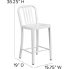 image:imageFlash Furniture Commercial Grade 24 High White Metal IndoorOutdoor Counter Height Stool with Vertical Slat BackWhite
