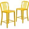 image:imageFlash Furniture Commercial Grade 24 High White Metal IndoorOutdoor Counter Height Stool with Vertical Slat BackYellow