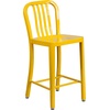 image:imageFlash Furniture Commercial Grade 24 High White Metal IndoorOutdoor Counter Height Stool with Vertical Slat BackYellow