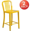 image:imageFlash Furniture Commercial Grade 24 High White Metal IndoorOutdoor Counter Height Stool with Vertical Slat BackYellow