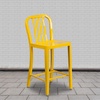image:imageFlash Furniture Commercial Grade 24 High White Metal IndoorOutdoor Counter Height Stool with Vertical Slat BackYellow