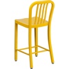 image:imageFlash Furniture Commercial Grade 24 High White Metal IndoorOutdoor Counter Height Stool with Vertical Slat BackYellow