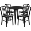 image:imageFlash Furniture Commercial Grade 30 Round Blue Metal IndoorOutdoor Table Set with 4 Vertical Slat Back ChairsBlack