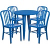 image:imageFlash Furniture Commercial Grade 30 Round Blue Metal IndoorOutdoor Table Set with 4 Vertical Slat Back ChairsBlue