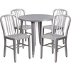 image:imageFlash Furniture Commercial Grade 30 Round Blue Metal IndoorOutdoor Table Set with 4 Vertical Slat Back ChairsGrey