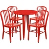 image:imageFlash Furniture Commercial Grade 30 Round Blue Metal IndoorOutdoor Table Set with 4 Vertical Slat Back ChairsRed