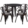 image:imageFlash Furniture Commercial Grade 30 Round Red Metal IndoorOutdoor Table Set with 4 Arm ChairsBlackantique Gold