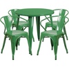 image:imageFlash Furniture Commercial Grade 30 Round Red Metal IndoorOutdoor Table Set with 4 Arm ChairsGreen