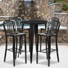 image:imageFlash Furniture Commercial Grade 30 Round Silver Metal IndoorOutdoor Bar Table Set with 4 Vertical Slat Back StoolsBlack