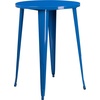 image:imageFlash Furniture Commercial Grade 30 Round Silver Metal IndoorOutdoor Bar Table Set with 4 Vertical Slat Back StoolsBlue