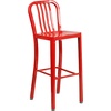 image:imageFlash Furniture Commercial Grade 30 Round Silver Metal IndoorOutdoor Bar Table Set with 4 Vertical Slat Back StoolsRed