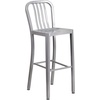 image:imageFlash Furniture Commercial Grade 30 Round Silver Metal IndoorOutdoor Bar Table Set with 4 Vertical Slat Back StoolsSilver