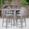 image:imageFlash Furniture Commercial Grade 30 Round Silver Metal IndoorOutdoor Bar Table Set with 4 Vertical Slat Back StoolsSilver
