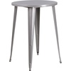 image:imageFlash Furniture Commercial Grade 30 Round Silver Metal IndoorOutdoor Bar Table Set with 4 Vertical Slat Back StoolsSilver
