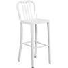 image:imageFlash Furniture Commercial Grade 30 Round Silver Metal IndoorOutdoor Bar Table Set with 4 Vertical Slat Back StoolsWhite