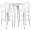 image:imageFlash Furniture Commercial Grade 30 Round Silver Metal IndoorOutdoor Bar Table Set with 4 Vertical Slat Back StoolsWhite