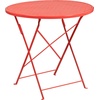 image:imageFlash Furniture Commercial Grade 30 Round White IndoorOutdoor Steel Folding Patio Table Set with 2 Square Back ChairsCoral
