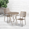 image:imageFlash Furniture Commercial Grade 30 Round White IndoorOutdoor Steel Folding Patio Table Set with 2 Square Back ChairsGold