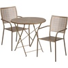 image:imageFlash Furniture Commercial Grade 30 Round White IndoorOutdoor Steel Folding Patio Table Set with 2 Square Back ChairsGold