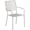 image:imageFlash Furniture Commercial Grade 30 Round White IndoorOutdoor Steel Folding Patio Table Set with 2 Square Back ChairsLight Gray