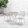 image:imageFlash Furniture Commercial Grade 30 Round White IndoorOutdoor Steel Folding Patio Table Set with 2 Square Back ChairsLight Gray