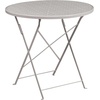 image:imageFlash Furniture Commercial Grade 30 Round White IndoorOutdoor Steel Folding Patio Table Set with 2 Square Back ChairsLight Gray