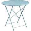 image:imageFlash Furniture Commercial Grade 30 Round White IndoorOutdoor Steel Folding Patio Table Set with 2 Square Back ChairsSky Blue