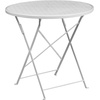 image:imageFlash Furniture Commercial Grade 30 Round White IndoorOutdoor Steel Folding Patio Table Set with 2 Square Back ChairsWhite