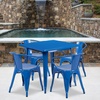 image:imageFlash Furniture Commercial Grade 315 Square Yellow Metal IndoorOutdoor Table Set with 4 Arm ChairsBlue