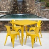 image:imageFlash Furniture Commercial Grade 315 Square Yellow Metal IndoorOutdoor Table Set with 4 Arm ChairsYellow