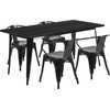 image:imageFlash Furniture Commercial Grade 315 x 63 Rectangular Red Metal IndoorOutdoor Table Set with 4 Arm ChairsBlack