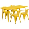 image:imageFlash Furniture Commercial Grade 315 x 63 Rectangular Red Metal IndoorOutdoor Table Set with 4 Arm ChairsYellow