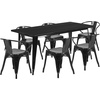 image:imageFlash Furniture Commercial Grade 315 x 63 Rectangular Yellow Metal IndoorOutdoor Table Set with 6 Arm ChairsBlack