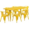 image:imageFlash Furniture Commercial Grade 315 x 63 Rectangular Yellow Metal IndoorOutdoor Table Set with 6 Arm ChairsYellow