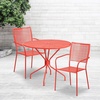 image:imageFlash Furniture Commercial Grade 3525 Round Black IndoorOutdoor Steel Patio Table Set with 2 Square Back ChairsCoral