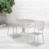 image:imageFlash Furniture Commercial Grade 3525 Round Black IndoorOutdoor Steel Patio Table Set with 2 Square Back ChairsLight Gray