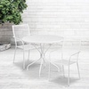 image:imageFlash Furniture Commercial Grade 3525 Round Black IndoorOutdoor Steel Patio Table Set with 2 Square Back ChairsWhite