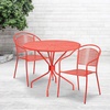 image:imageFlash Furniture Commercial Grade 3525 Round Sky Blue IndoorOutdoor Steel Patio Table Set with 2 Round Back ChairsCoral