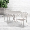 image:imageFlash Furniture Commercial Grade 3525 Round Sky Blue IndoorOutdoor Steel Patio Table Set with 2 Round Back ChairsLight Gray