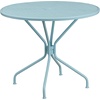 image:imageFlash Furniture Commercial Grade 3525 Round Sky Blue IndoorOutdoor Steel Patio Table Set with 2 Round Back ChairsSky Blue
