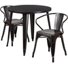 image:imageFlash Furniture Conrad Commercial Grade 30 Round Green Metal IndoorOutdoor Table Set with 2 Arm ChairsBlackantique Gold