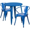 image:imageFlash Furniture Conrad Commercial Grade 30 Round Green Metal IndoorOutdoor Table Set with 2 Arm ChairsBlue
