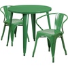 image:imageFlash Furniture Conrad Commercial Grade 30 Round Green Metal IndoorOutdoor Table Set with 2 Arm ChairsGreen