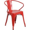 image:imageFlash Furniture Conrad Commercial Grade 30 Round Green Metal IndoorOutdoor Table Set with 2 Arm ChairsRed
