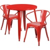 image:imageFlash Furniture Conrad Commercial Grade 30 Round Green Metal IndoorOutdoor Table Set with 2 Arm ChairsRed